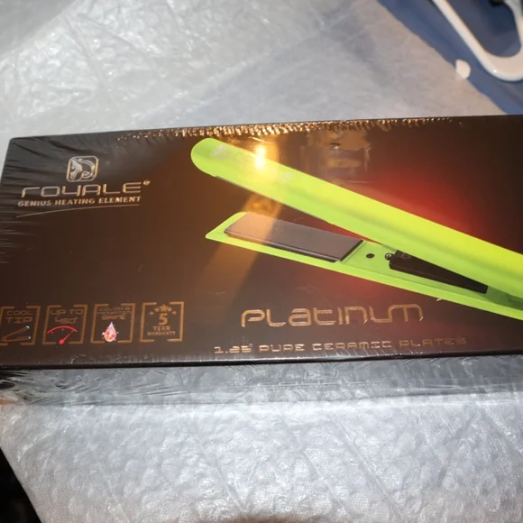 Royale Platinum Genius Heating Hair Straightener Pure Ceramic Plates 1.25" Lime - Picture 8 of 11